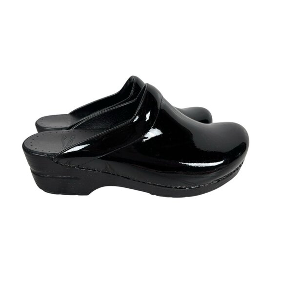 Dansko Black Patent Leather Open Back Clogs Sz 40 US 9 Womens Professional - Picture 1 of 7